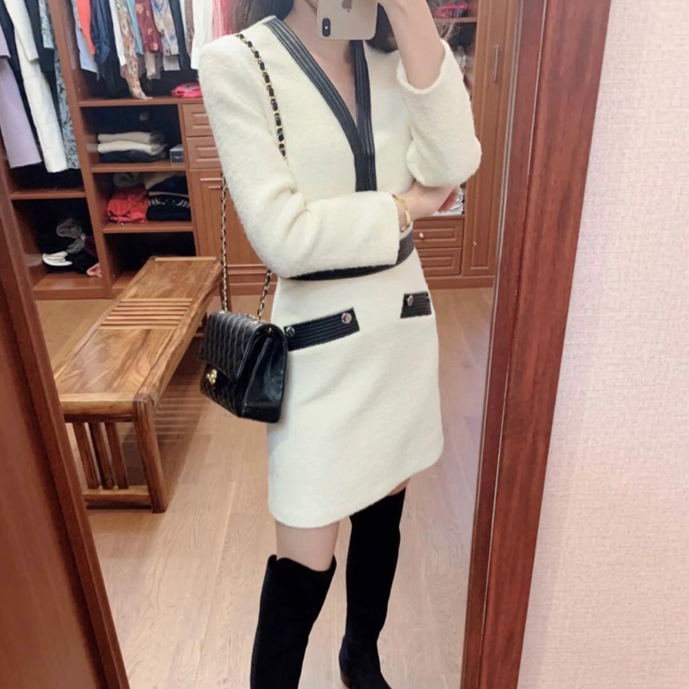 maje tweed-like contrast dress